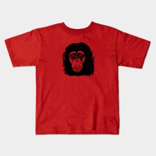 Chimp Face Black on color Kids T-Shirt